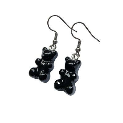 Jelly Belly Gummy Bear Earrings - Black