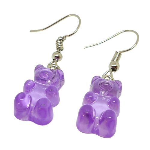 Jelly Belly Gummy Bear Earrings - Purple