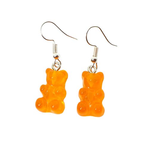 Jelly Belly Gummy Bear Earrings - Orange