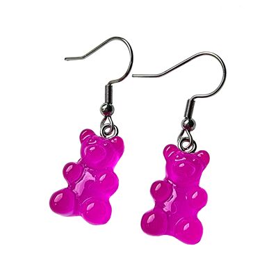 Pendientes Jelly Belly Gummy Bear - Magenta