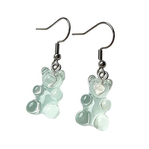 Jelly Belly Gummy Bear Earrings - Ice Green