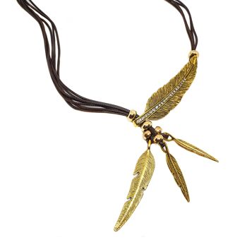 Collier Boho Plume - Marron 1