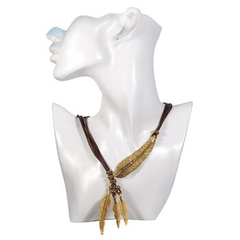 Collier Boho Plume - Marron 2