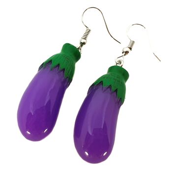 Boucles d'oreilles aubergine dessin animé