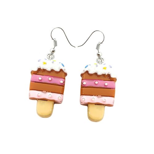 Dinky Ice Cream Earrings - Brown