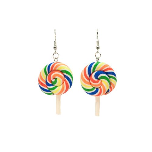 Swirly Rainbow Lollipop Earrings - Rainbow 1