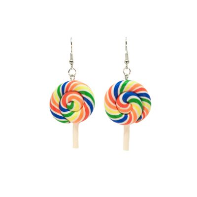 Swirly Rainbow Lollipop Ohrringe - Regenbogen 1