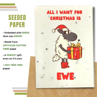 Eco Christmas Card, I want Ewe Pack Of 8