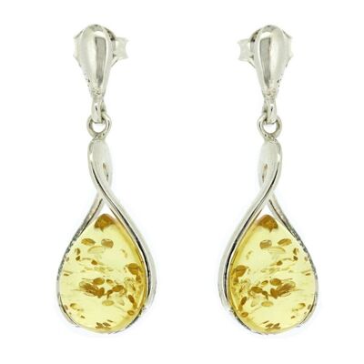 Classic Lemon Amber Teardrop Earrings and Presentation Box