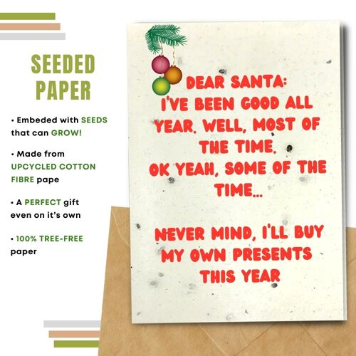 Eco Christmas Card, Dear Santa Pack Of 8