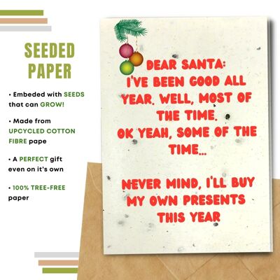 Tarjeta de Navidad ecológica, paquete de 8 Dear Santa