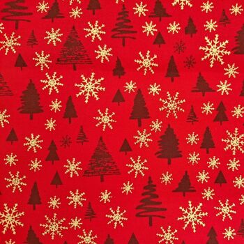 Arbres de Noël et flocons de neige - Rouge - Moyen 2