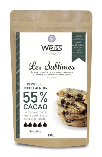 Sachet pépites de chocolat Sublimes noir 55% - 250g 1