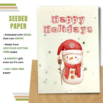 Tarjeta de Navidad ecológica, Snow Papá Noel, paquete de 8