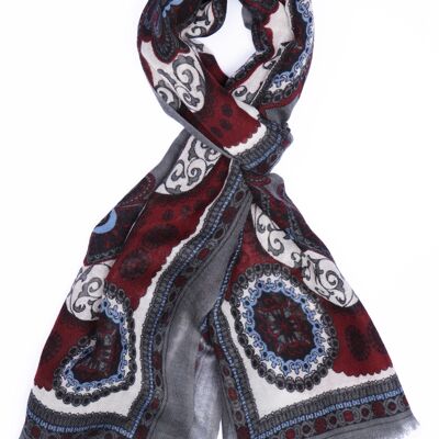 Oriental pattern wool scarf