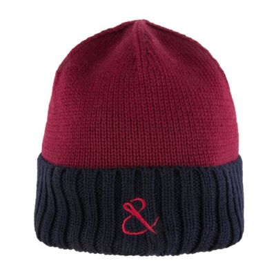 Red and navy wool hat