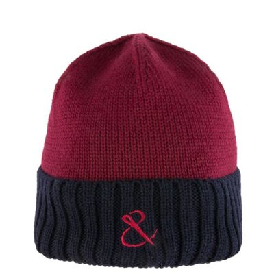 Red and navy wool hat
