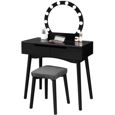 Nancy's Hollywood Dressing Table With Mirror Black