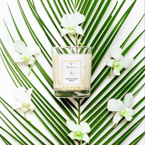 Bougie parfumée - Jardin du Monde - J exotique - Fleur de tiaré Monoï 45h - 180g