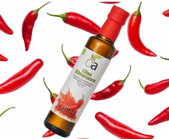 Scharfes Olivenölgewürz mit Chili - 250 ml Flasche