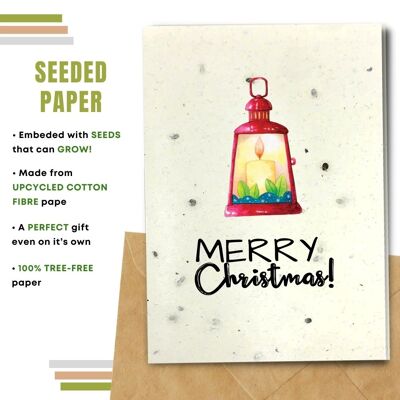 Plastic Free Christmas Card, Lantern Pack Of 8