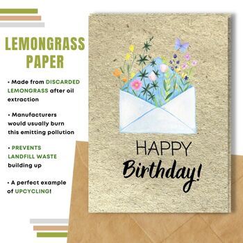 Carte de joyeux anniversaire écologique, fleurs dans une enveloppe, paquet de 8 3