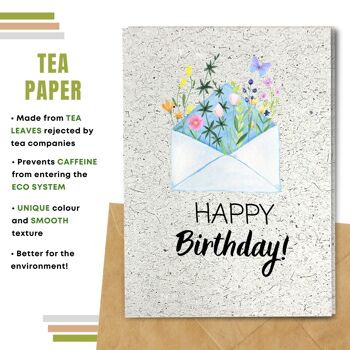 Carte de joyeux anniversaire écologique, fleurs dans une enveloppe, paquet de 8 7