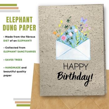 Carte de joyeux anniversaire écologique, fleurs dans une enveloppe, paquet de 8 11