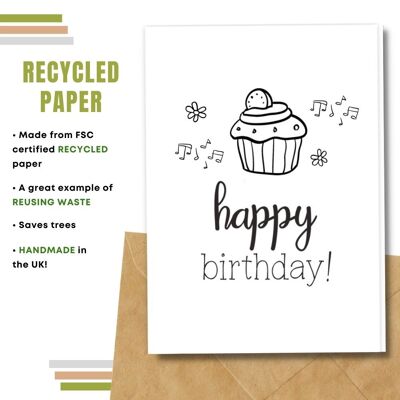 Eco Friendly Happy Birthday Card, Cupcake Pack Of 8