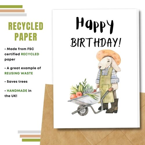 Happy Birthday Card, Gardening Bunny Pack Of 8