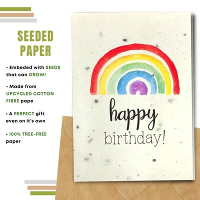 Tarjeta de feliz cumpleaños, paquete de arcoíris de 8