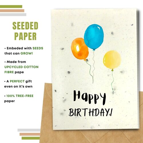 Happy Birthday Card, Birthday Balloons Pack Of 8