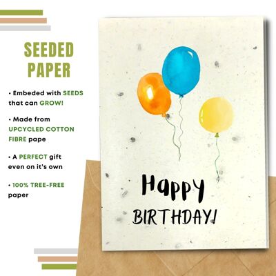 Happy Birthday Card, Birthday Balloons Pack Of 8