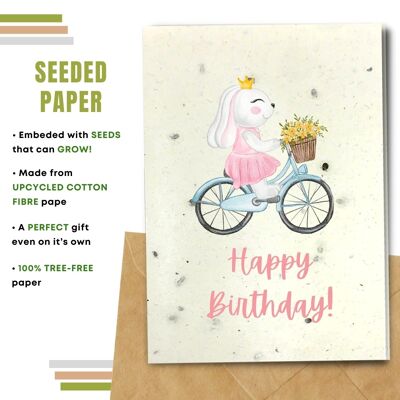 Carte de joyeux anniversaire, princesse avec vélo, lot de 8