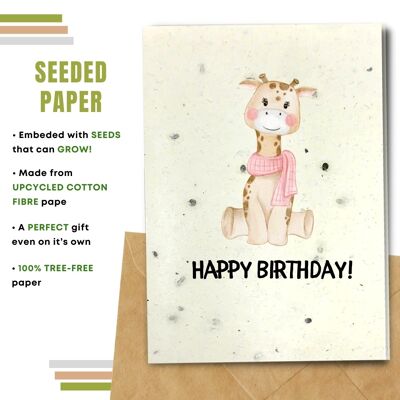 Happy Birthday Card, Little Giraffe Pack Of 8