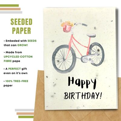 Carte Joyeux Anniversaire, Vélo Rose Pack De 8