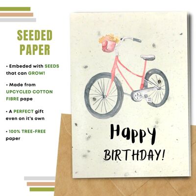Happy Birthday Card, Pink Bike Pack Of 8