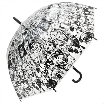 Parapluie - Monochrome Puppies Print Transparent, Regenschirm, Parapluie, Paraguas 1