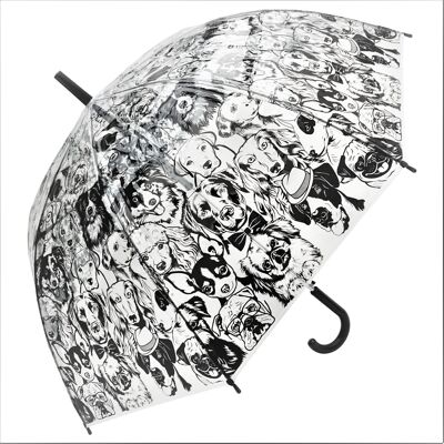 Parapluie - Monochrome Puppies Print Transparent, Regenschirm, Parapluie, Paraguas