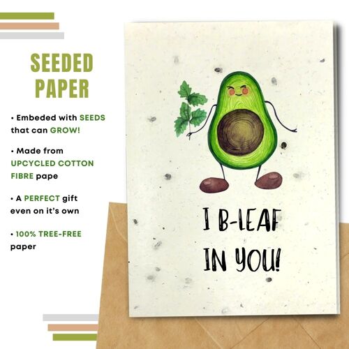 Eco Friendly Greeting Card, I Be-leaf In You Pack Of 8