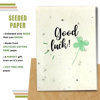 Plastic Free Greeting Card, Good Luck, Clover Pack Of 8
