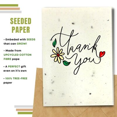 Plastic Free Greeting Card, Thank You Handwritten Pack Of 8