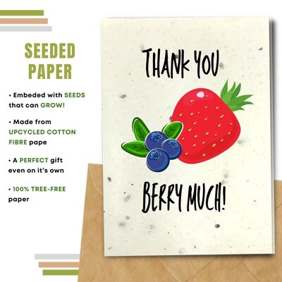 Plastic Free Greeting Card, Thank You Berry Much Pack Of 8