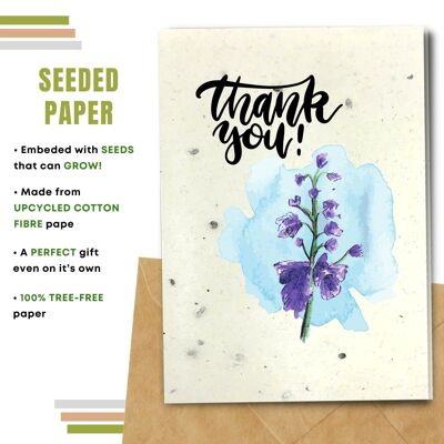 Plastic Free Greeting Card, Thank You Flowers Pack Of 8