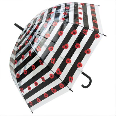 Ombrello - Ombrello dritto trasparente a strisce di papavero, Regenschirm, Parapluie, Paraguas