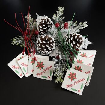 Lot de 8 étiquettes cadeaux de Noël personnalisées en aggloméré avec ficelle 4