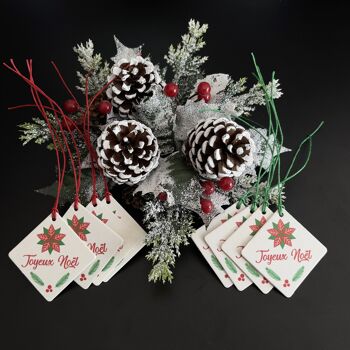 Lot de 8 étiquettes cadeaux de Noël personnalisées en aggloméré avec ficelle 5