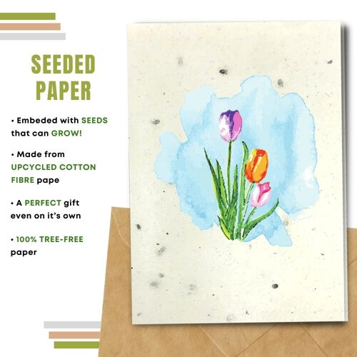 Plastic Free Greeting Card, Tulips Pack Of 8