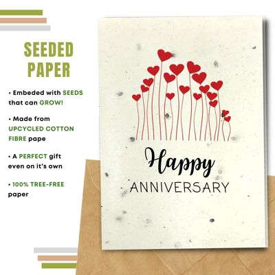 Happy Anniversary Greeting Card, Heart Field Pack Of 8