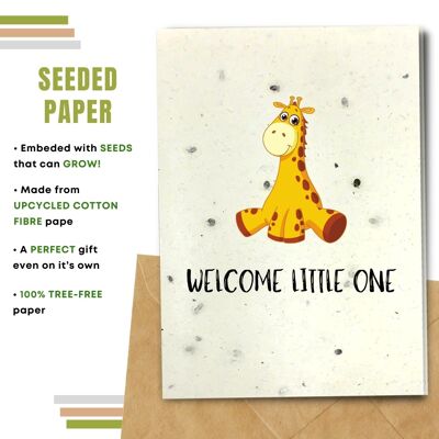 New Baby Card, Welcome Little One, Baby Giraffe Pack de 8